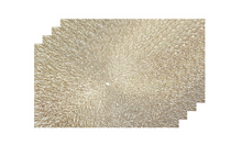 Load image into Gallery viewer, Dainty Home Royale Woven Metallic Lace Crossweave With A Sunburst Metallic Lace Pattern Reversible 12" x 18" Rectangular Placemats