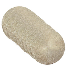 Load image into Gallery viewer, Dainty Home Royale Woven Metallic Lace Crossweave With A Sunburst Metallic Lace Pattern Reversible 15" x 15" Round Placemats