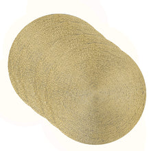 Load image into Gallery viewer, Dainty Home Regency Woven Metallic Lace Crossweave With A Contemporary Metallic Lace Pattern Reversible 15" x 15" Round Placemats