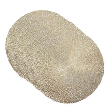 Load image into Gallery viewer, Dainty Home Royale Woven Metallic Lace Crossweave With A Sunburst Metallic Lace Pattern Reversible 15" x 15" Round Placemats