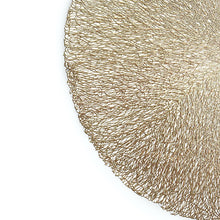 Load image into Gallery viewer, Dainty Home Royale Woven Metallic Lace Crossweave With A Sunburst Metallic Lace Pattern Reversible 15" x 15" Round Placemats