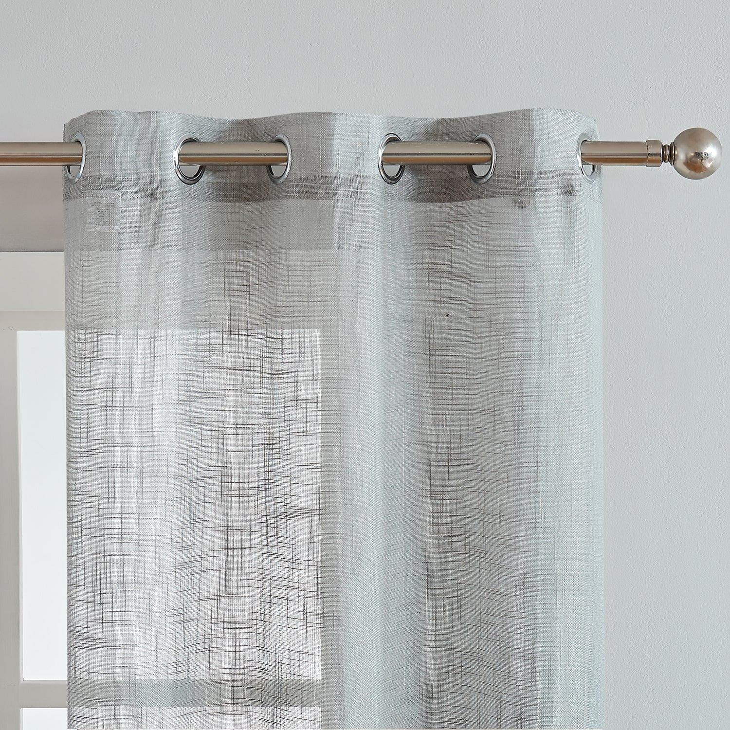 Dainty Home Hannah Solid Criss-Cross Weave Fabric Semi-Sheer Airy & Breathable Light Filtering Grommet Panel Pair