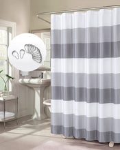 Load image into Gallery viewer, Dainty Home Ombre Waffle 13 Piece Set 3D Striped Ombre Design Shower Curtain with 12 Roller Ball Hooks Included