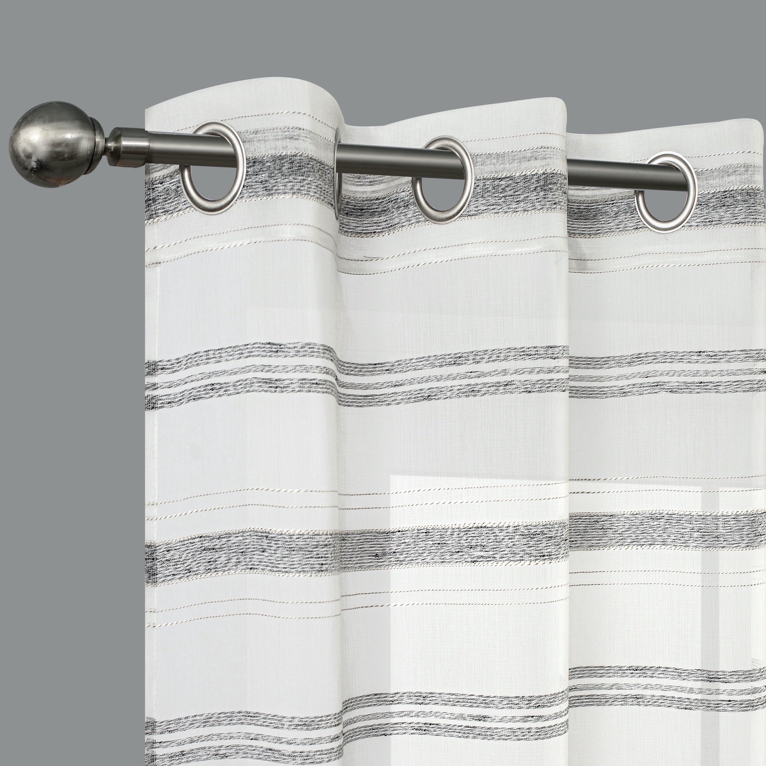 Dainty Home Horizons Linen Look Striped Window Panel Pair