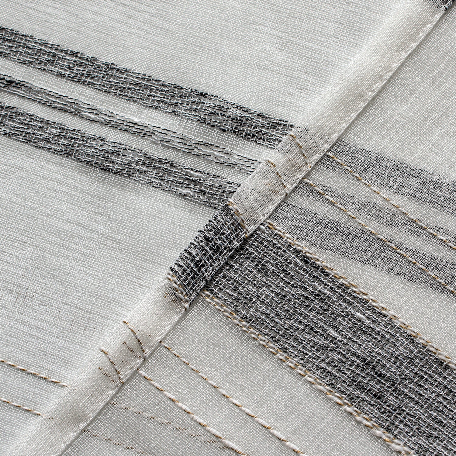 Dainty Home Horizons Linen Look Striped Window Panel Pair