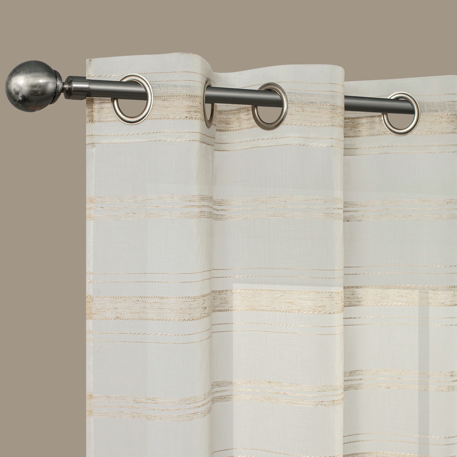 Dainty Home Horizons Linen Look Striped Window Panel Pair