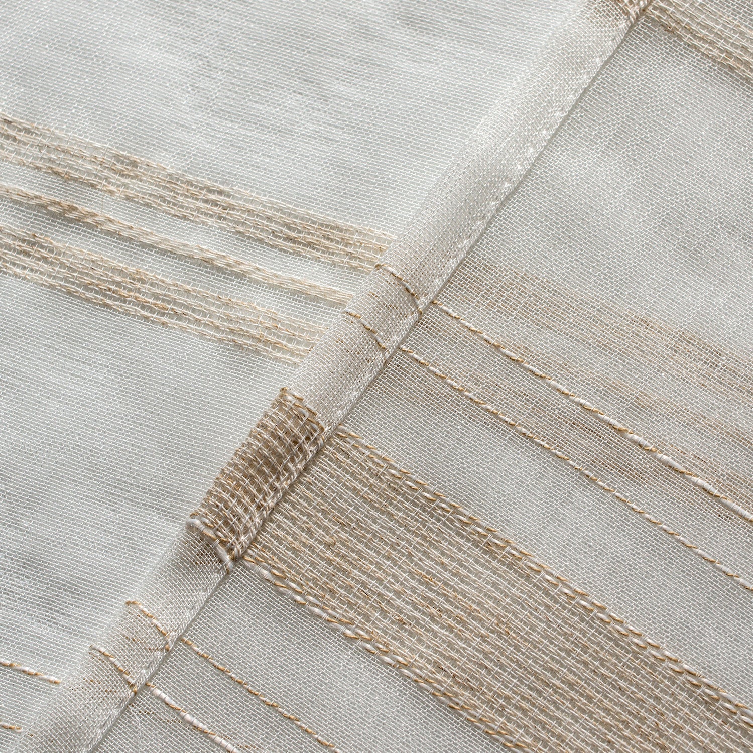 Dainty Home Horizons Linen Look Striped Window Panel Pair