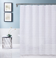 Load image into Gallery viewer, Dainty Home Kelly Geometric Modern 3D Linen-Look Geometric Squares Fabric Shower Curtain With 3D Chenille Squares