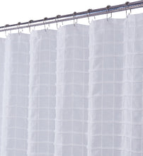 Load image into Gallery viewer, Dainty Home Kelly Geometric Modern 3D Linen-Look Geometric Squares Fabric Shower Curtain With 3D Chenille Squares