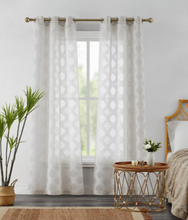 Load image into Gallery viewer, Dainty Home Diamonds Boho Embossed Diamond Design Linen Look Light Filtering Grommet Panel Pair