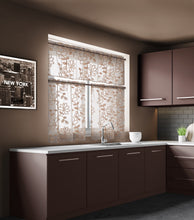 Load image into Gallery viewer, Dainty Home Rita Boho Linen Look Fabric With 3D Floral Chenille Embroidery Kitchen Curtain Set, 1 Valance 52" x 18" and 2 Tiers 26" x 36" Each