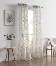 Load image into Gallery viewer, Dainty Home Rita Linen Look Boho Solid Fabric With 3D Floral Chenille Embroidery Light Filtering Grommet Panel Pair