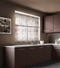 Load image into Gallery viewer, Dainty Home Silvia Boho Linen Look Striped Ombre Fabric With 3D Floral Chenille Embroidery Kitchen Curtain Set, 1 Valance 52 x 18 and 2 Tiers 26 x 36