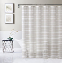 Load image into Gallery viewer, Dainty Home Naples 3D Linen Textured Weaved Linen Look Striped Designed Shower Curtain