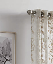 Load image into Gallery viewer, Dainty Home Rita Linen Look Boho Solid Fabric With 3D Floral Chenille Embroidery Light Filtering Grommet Panel Pair