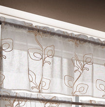 Load image into Gallery viewer, Dainty Home Silvia Boho Linen Look Striped Ombre Fabric With 3D Floral Chenille Embroidery Kitchen Curtain Set, 1 Valance 52 x 18 and 2 Tiers 26 x 36