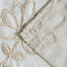 Load image into Gallery viewer, Dainty Home Rita Boho Linen Look Fabric With 3D Floral Chenille Embroidery Kitchen Curtain Set, 1 Valance 52" x 18" and 2 Tiers 26" x 36" Each