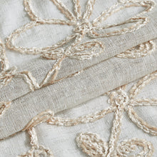 Load image into Gallery viewer, Dainty Home Rita Boho Linen Look Fabric With 3D Floral Chenille Embroidery Kitchen Curtain Set, 1 Valance 52" x 18" and 2 Tiers 26" x 36" Each