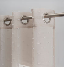 Load image into Gallery viewer, Dainty Home Ribbons Boho Linen Look Fabric With 3D Embellished Lurex Ribbons Light Filtering Grommet Panel Pair