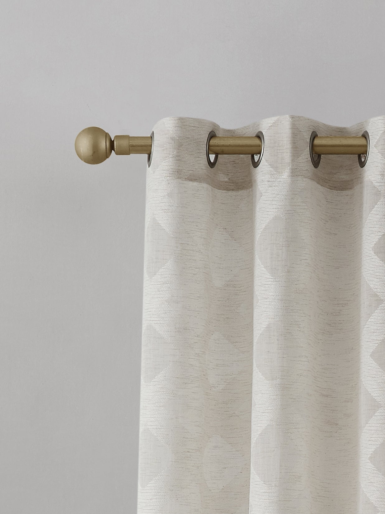 Dainty Home Diamonds Boho Embossed Diamond Design Linen Look Light Filtering Grommet Panel Pair