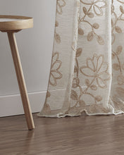 Load image into Gallery viewer, Dainty Home Rita Linen Look Boho Solid Fabric With 3D Floral Chenille Embroidery Light Filtering Grommet Panel Pair