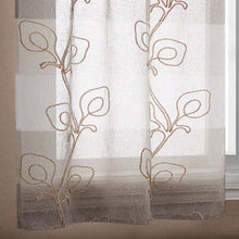 Load image into Gallery viewer, Dainty Home Silvia Boho Linen Look Striped Ombre Fabric With 3D Floral Chenille Embroidery Kitchen Curtain Set, 1 Valance 52 x 18 and 2 Tiers 26 x 36