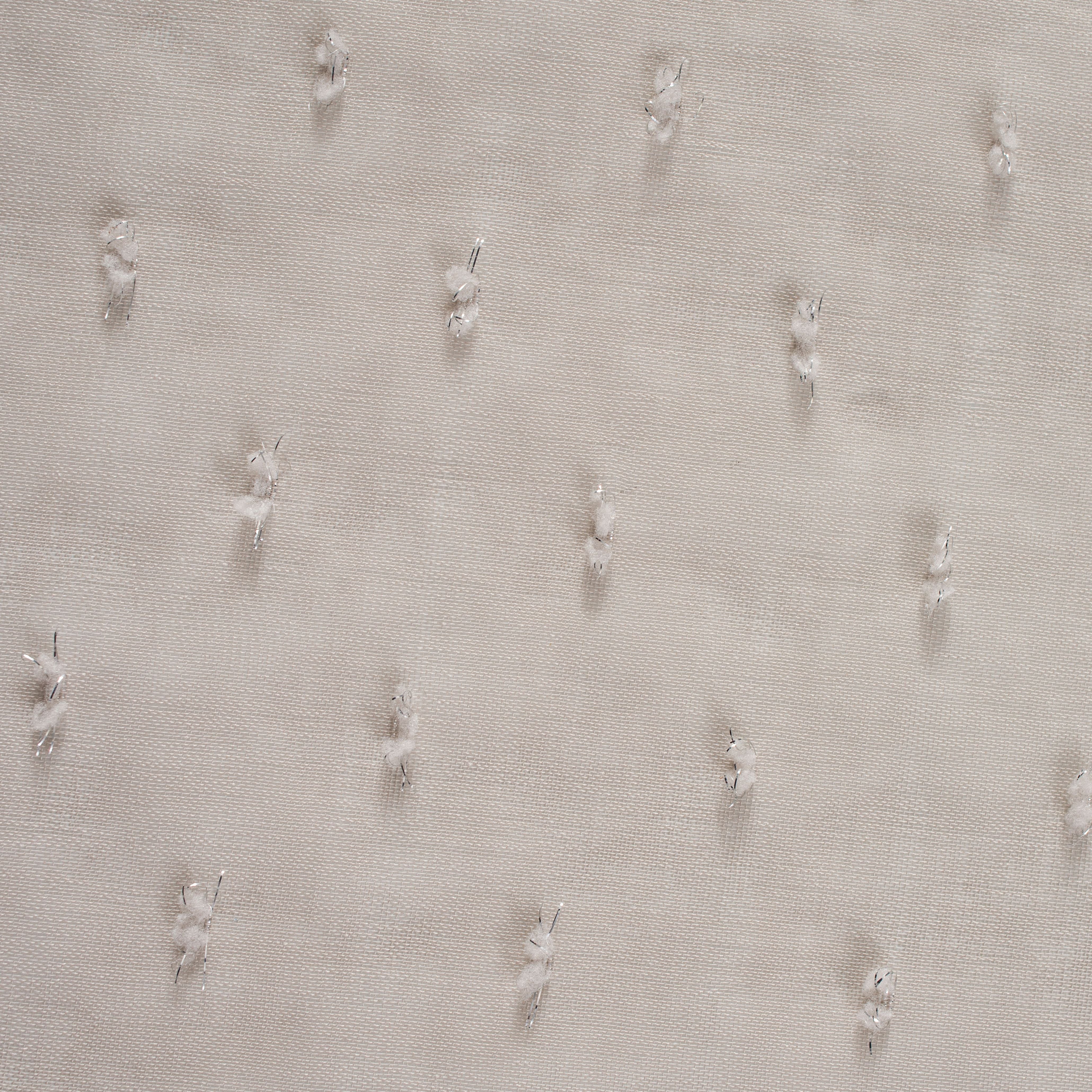 Dainty Home Ribbons Boho Linen Look Fabric With 3D Embellished Lurex Ribbons Light Filtering Grommet Panel Pair