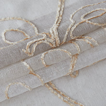 Load image into Gallery viewer, Dainty Home Silvia Boho Linen Look Striped Ombre Fabric With 3D Floral Chenille Embroidery Kitchen Curtain Set, 1 Valance 52 x 18 and 2 Tiers 26 x 36