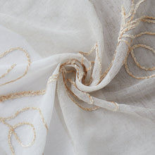 Load image into Gallery viewer, Dainty Home Silvia Boho Linen Look Striped Ombre Fabric With 3D Floral Chenille Embroidery Kitchen Curtain Set, 1 Valance 52 x 18 and 2 Tiers 26 x 36