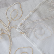 Load image into Gallery viewer, Dainty Home Silvia Boho Linen Look Striped Ombre Fabric With 3D Floral Chenille Embroidery Kitchen Curtain Set, 1 Valance 52 x 18 and 2 Tiers 26 x 36