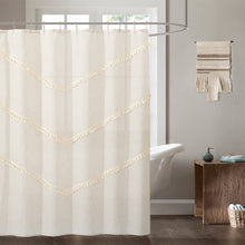 Load image into Gallery viewer, Dainty Home Natural Tassels 3D Linen Look Textured Tassels Designed Shower Curtain