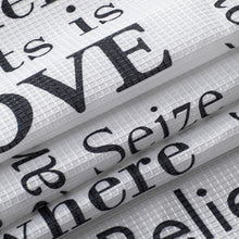 Load image into Gallery viewer, Dainty Home Printed 3D Textured Waffle Weave Textured Love Phrases Designed Fabric Shower Curtain with 12 Roller Ball Hooks Included 70" x 72"