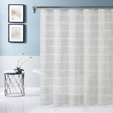 Load image into Gallery viewer, Dainty Home Lurex Stripe 3D Lurex Embedded Textured Striped Linen Look Shower Curtain With Lurex Stripes