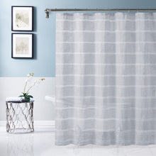 Load image into Gallery viewer, Dainty Home Lurex Stripe 3D Lurex Embedded Textured Striped Linen Look Shower Curtain With Lurex Stripes