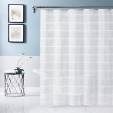 Load image into Gallery viewer, Dainty Home Lurex Stripe 3D Lurex Embedded Textured Striped Linen Look Shower Curtain With Lurex Stripes
