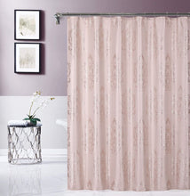 Load image into Gallery viewer, Dainty Home Majestic Satin Embroidered Damask Textured Weaved Cotton Feel Designed Fabric Shower Curtain