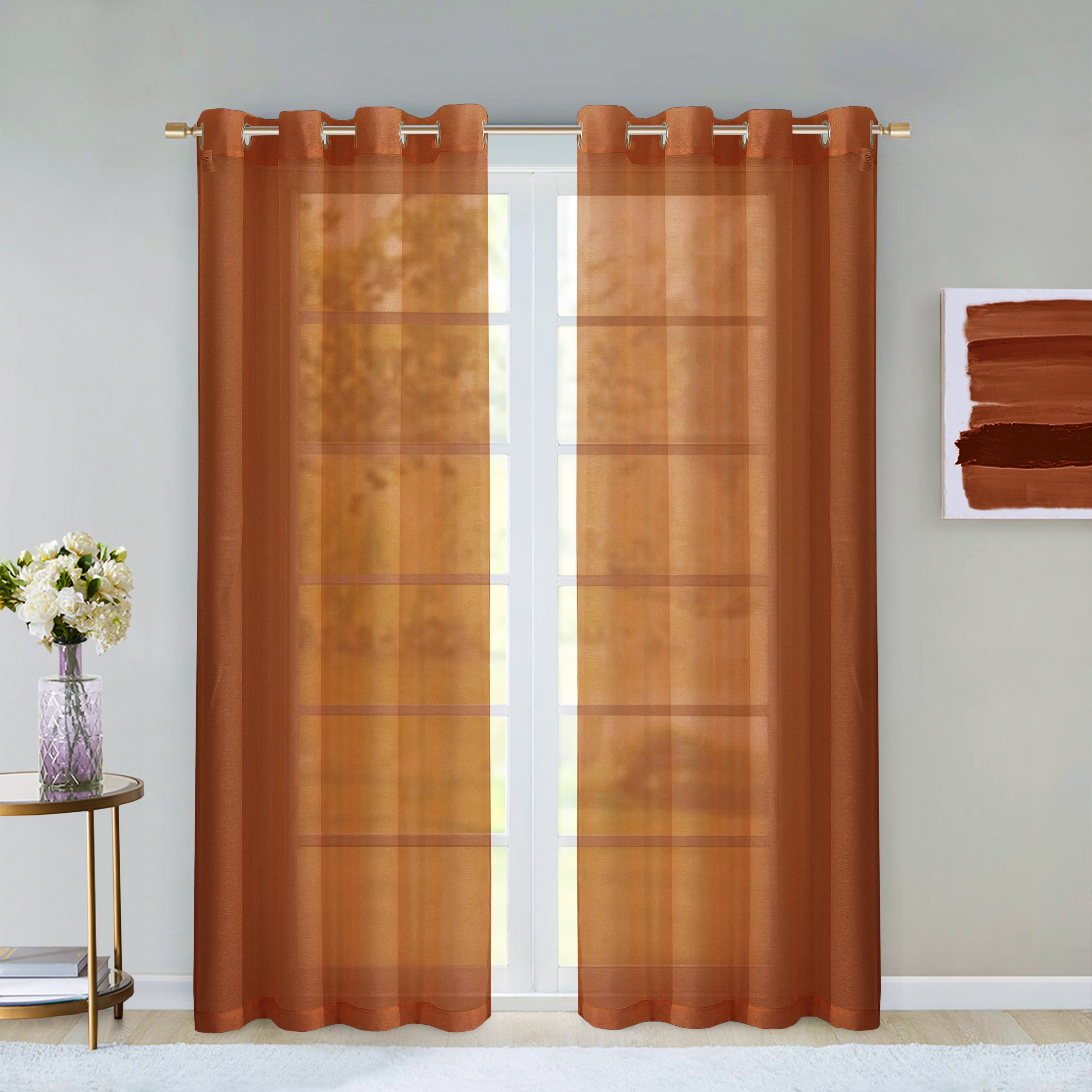 Dainty Home Malibu Solid Airy & Breathable Semi-Sheer Light Filtering Extra Wide Grommet Panel Pair