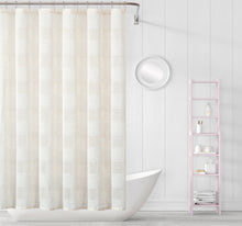 Load image into Gallery viewer, Dainty Home Megan 3D Linen Textured Linen Look Chenille Striped Designed Fabric Shower Curtain