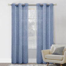Load image into Gallery viewer, Dainty Home Megan Boho Chenille Embroidered Striped Linen Look Light Filtering Panel Pair
