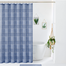 Load image into Gallery viewer, Dainty Home Megan 3D Linen Textured Linen Look Chenille Striped Designed Fabric Shower Curtain