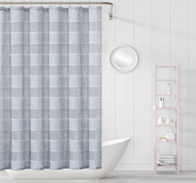 Load image into Gallery viewer, Dainty Home Megan 3D Linen Textured Linen Look Chenille Striped Designed Fabric Shower Curtain