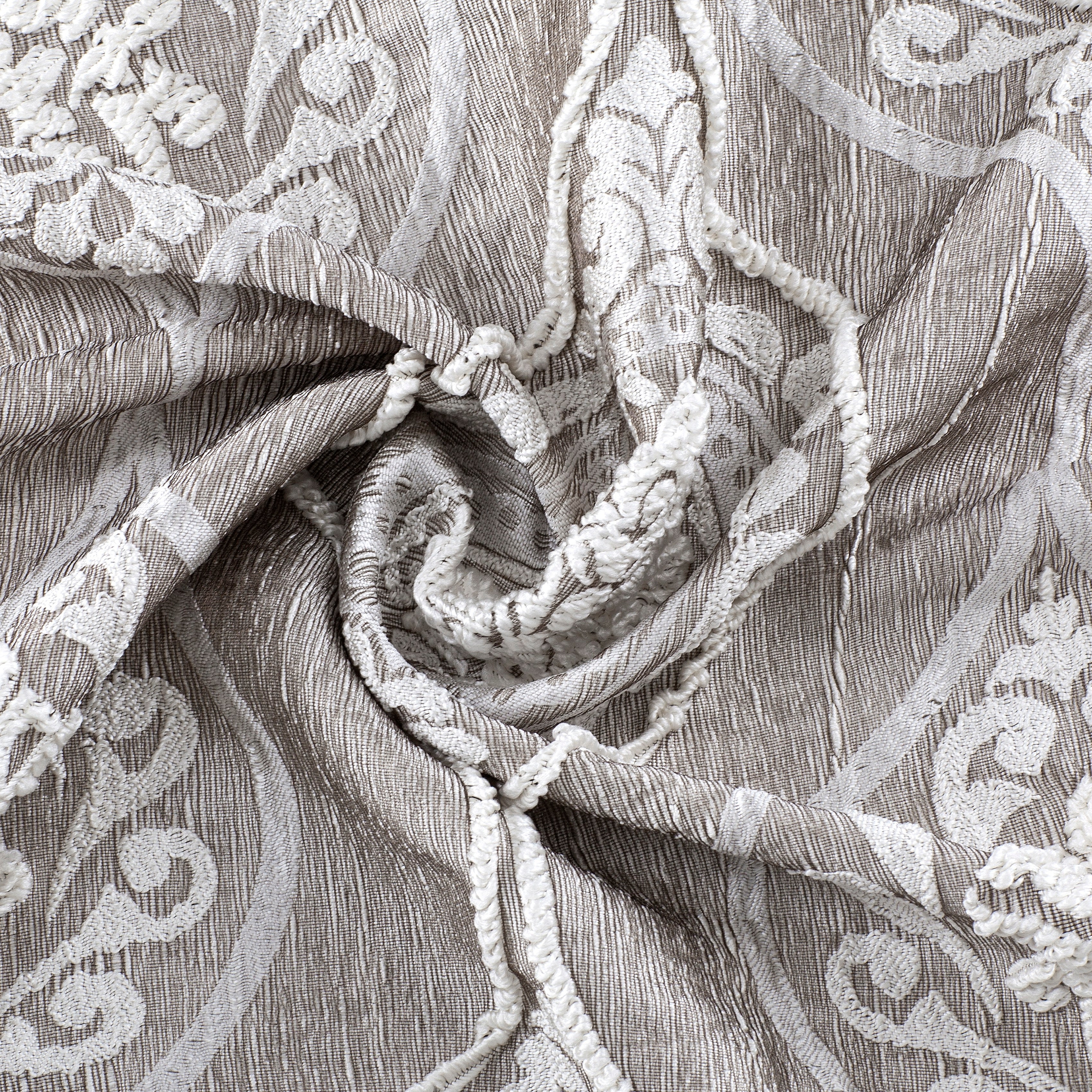 Dainty Home Monaco Luxurious Satin Feel 3D Tufted Medallion Jacquard Designed Room Darkening Grommet Panel Pair