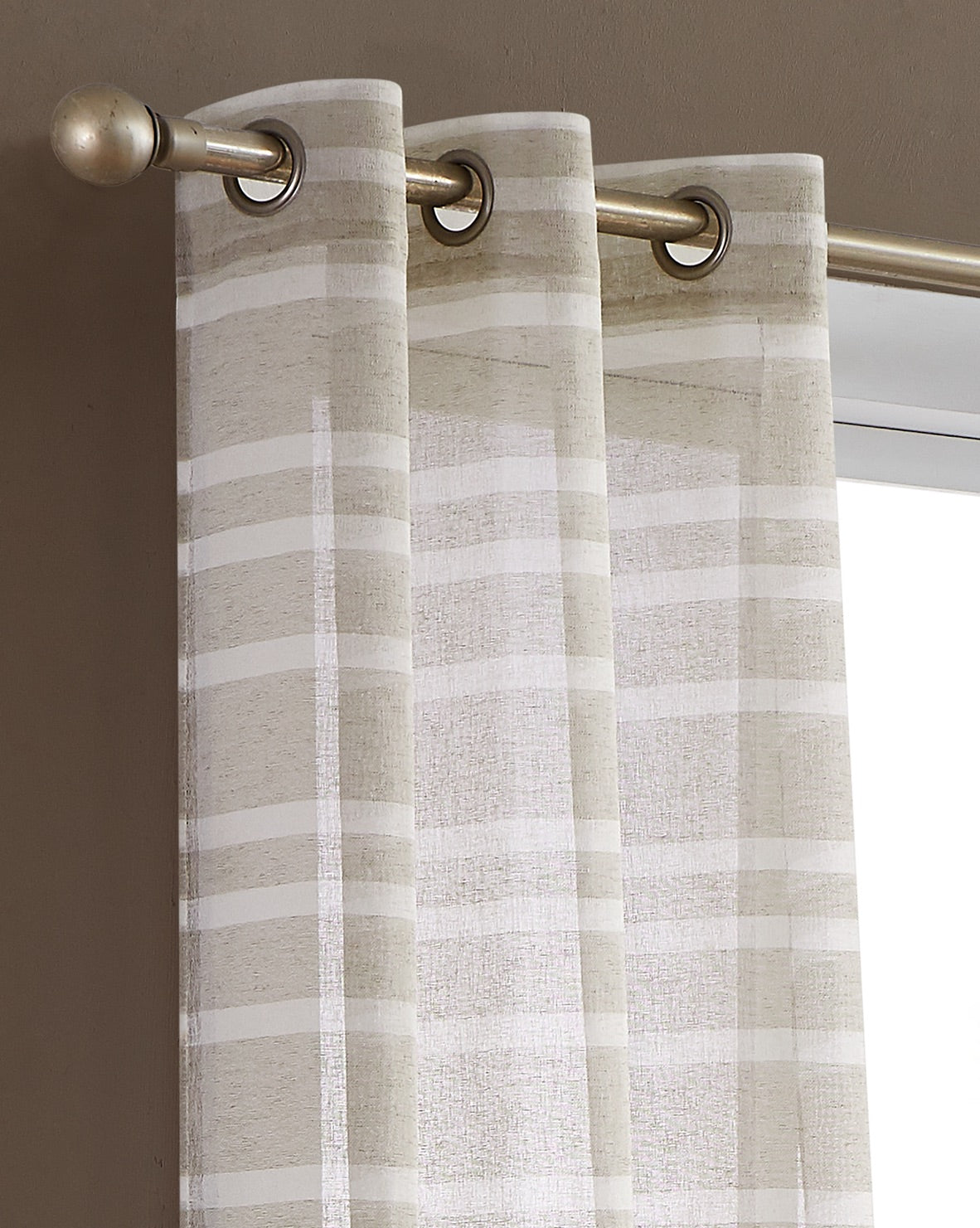 Dainty Home Naples Boho Striped Design Linen Look Light Filtering Grommet Panel Pair
