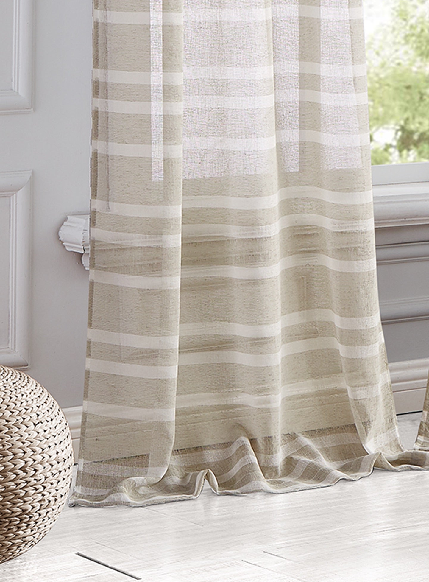 Dainty Home Naples Boho Striped Design Linen Look Light Filtering Grommet Panel Pair