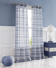 Load image into Gallery viewer, Dainty Home Naples Boho Striped Design Linen Look Light Filtering Grommet Panel Pair