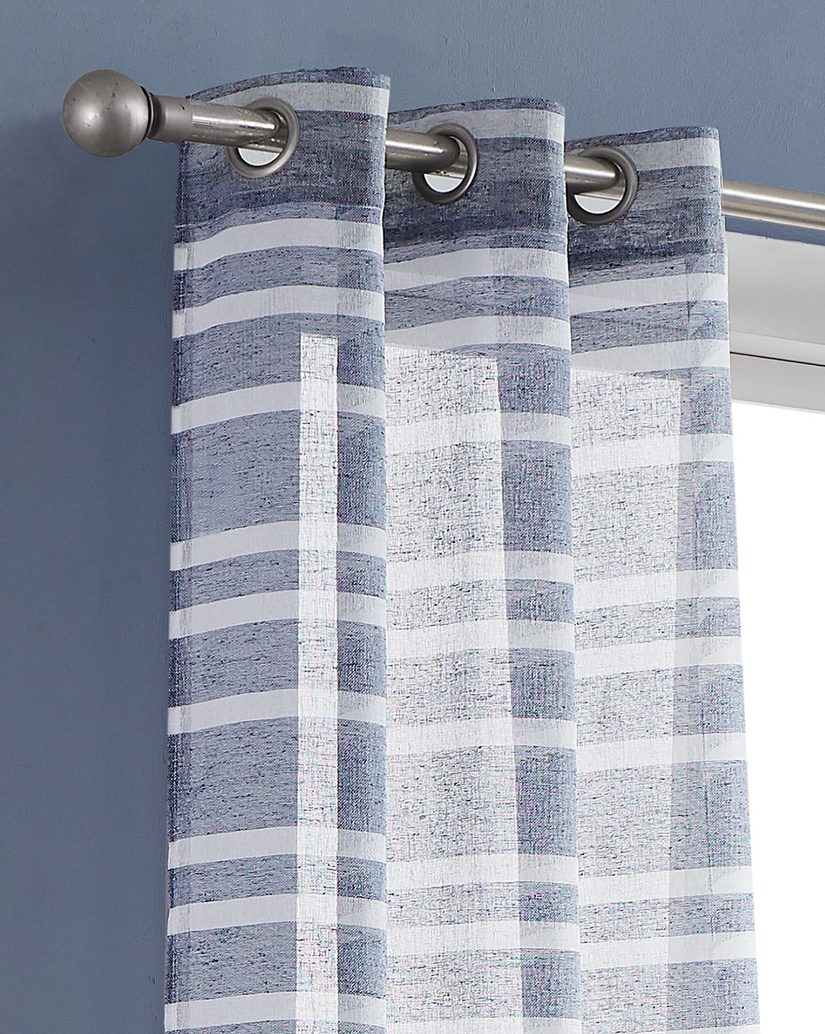 Dainty Home Naples Boho Striped Design Linen Look Light Filtering Grommet Panel Pair