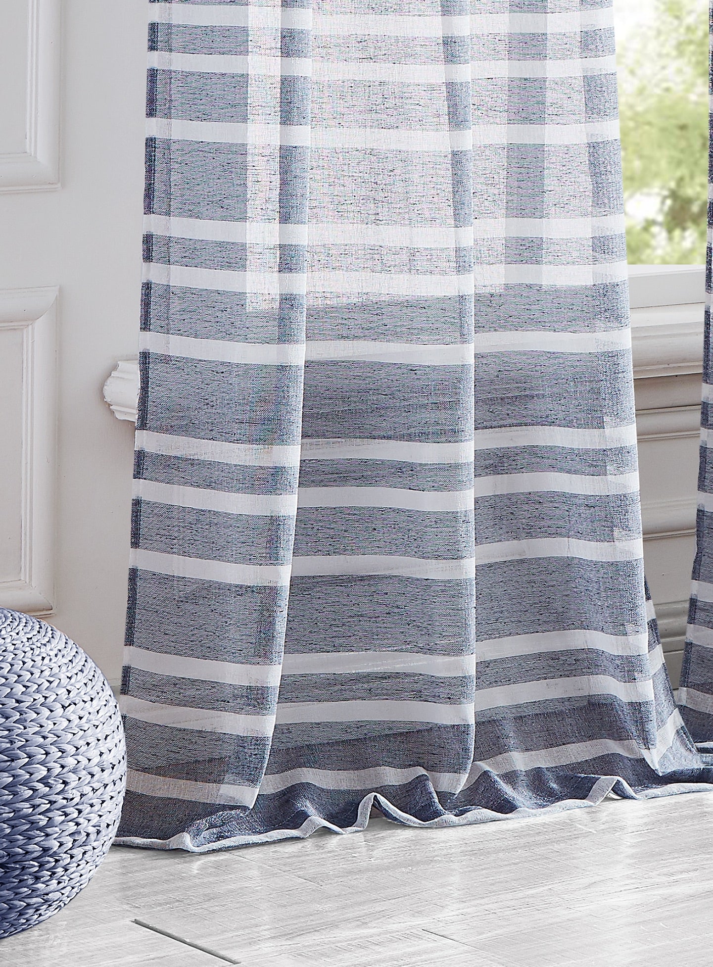 Dainty Home Naples Boho Striped Design Linen Look Light Filtering Grommet Panel Pair