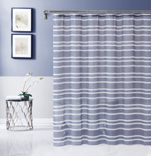 Load image into Gallery viewer, Dainty Home Naples 3D Linen Textured Weaved Linen Look Striped Designed Shower Curtain