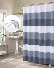 Load image into Gallery viewer, Dainty Home Ombre Waffle 13 Piece Set 3D Striped Ombre Design Shower Curtain with 12 Roller Ball Hooks Included