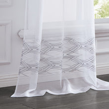 Load image into Gallery viewer, Dainty Home New Wave Boho 3D Wave Embroidered Striped Design Linen Look Light Filtering Grommet Panel Pair